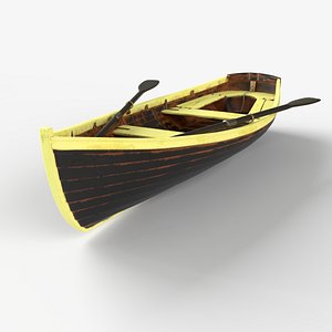 Black wooden boat 3D