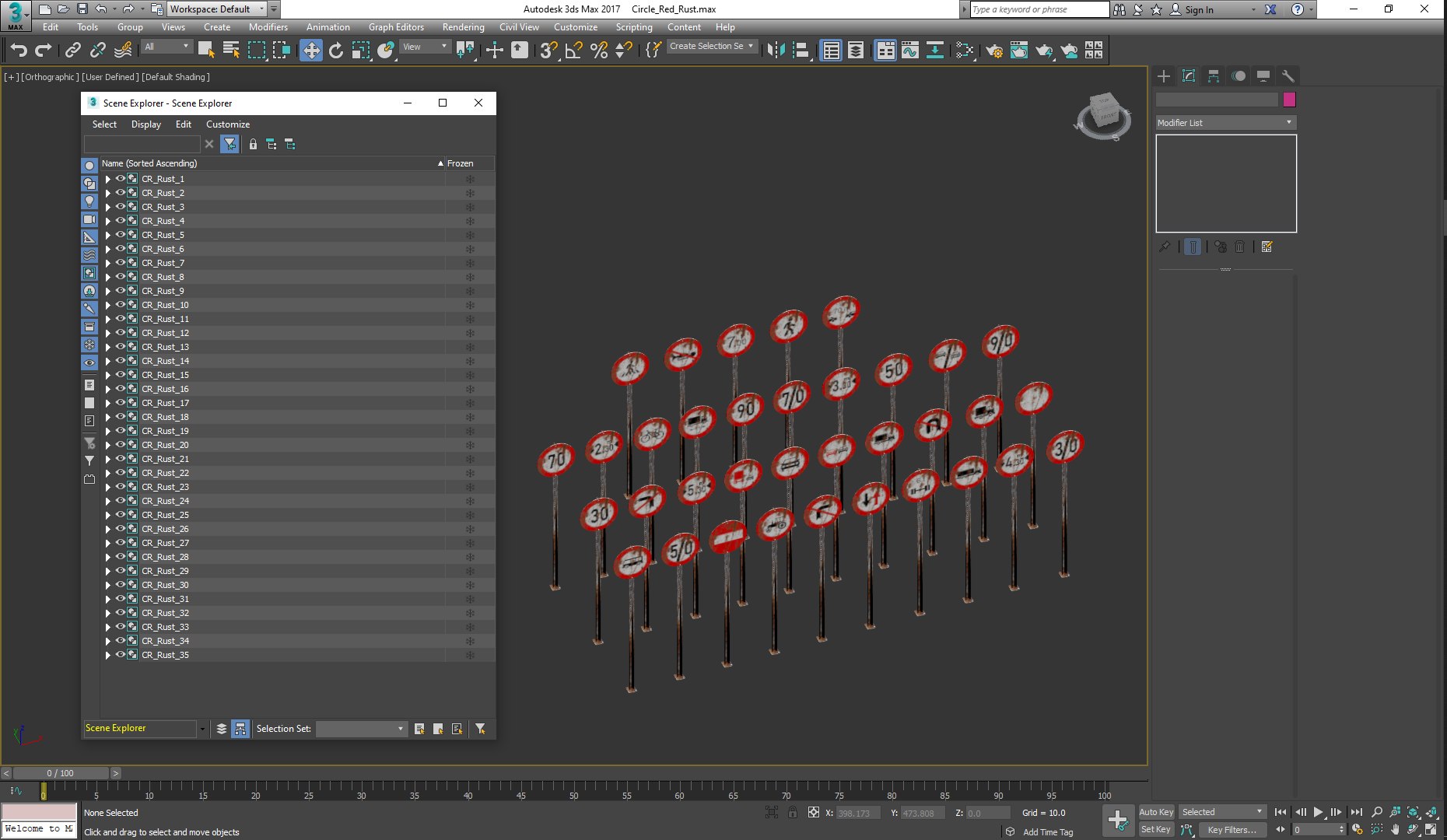 Traffic Signs Red Rust 35 Pieces 3D model - TurboSquid 1734073