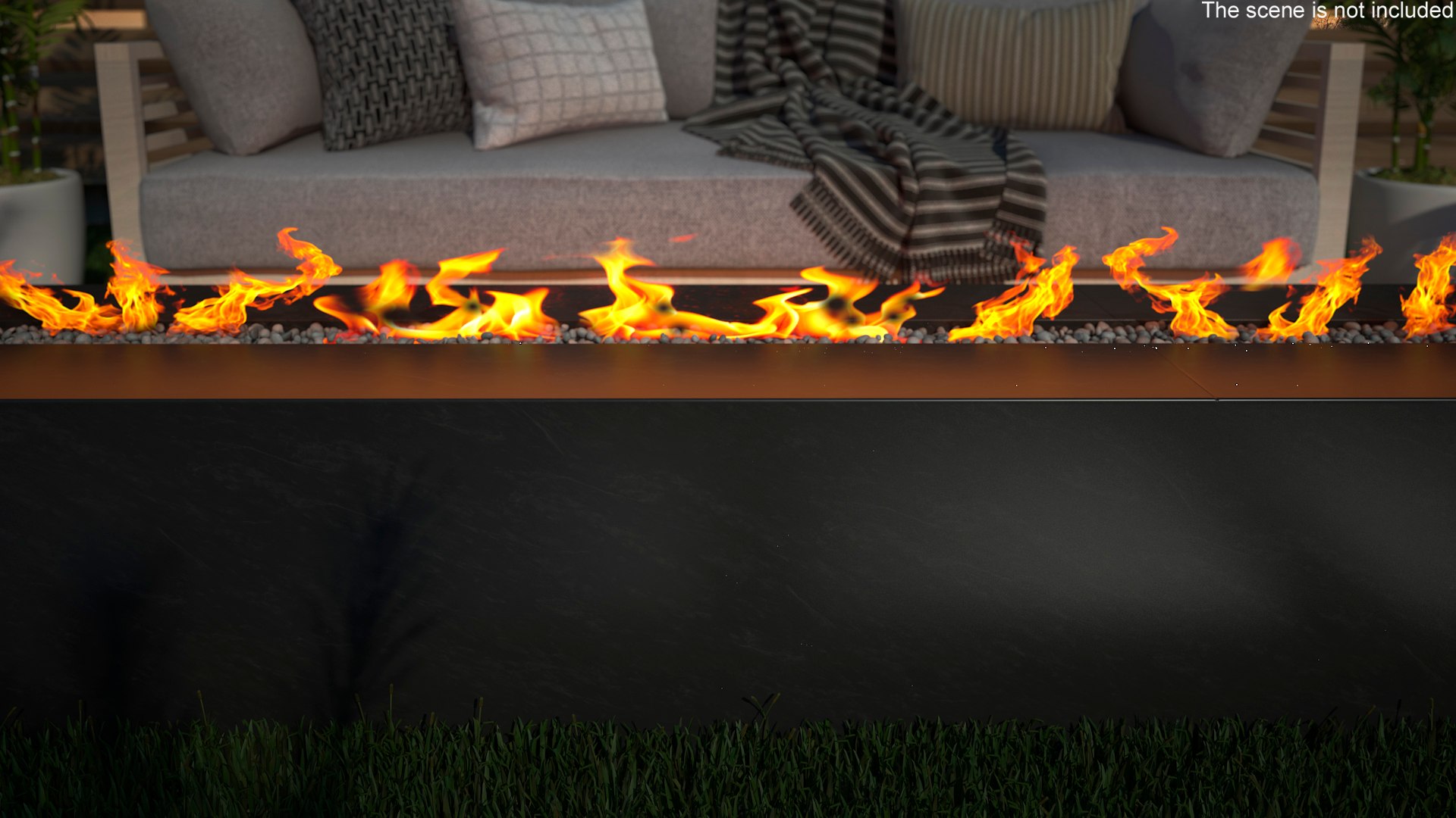 3D Gas Fire Pit Rectangular Marble Black - TurboSquid 2222442