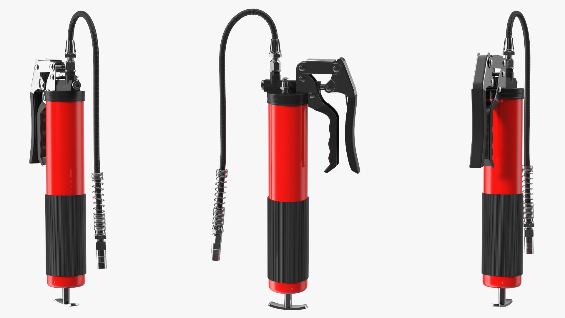 Pistol Grip Air Grease Gun Red 3D model preview