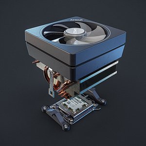 Realistic CPU - AM5 Socket and Cooler - Game Ready - 4K - PBR Low-poly 3D model - FREE DEMO model