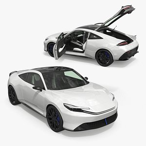3D Modern Sports Car Coupe 2026 White Rigged