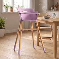 Feeding Chair with Wooden Legs Pink