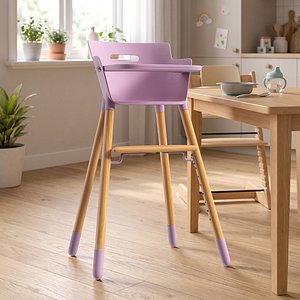 Feeding Chair with Wooden Legs Pink