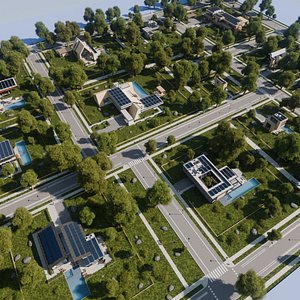 13 Modern House Neighborhood With Interior For Blender Eevee And Cycles