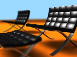 3d model barcelona chair ottoman