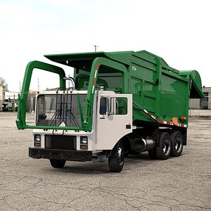 Refuse Truck with Front Loader Rigged