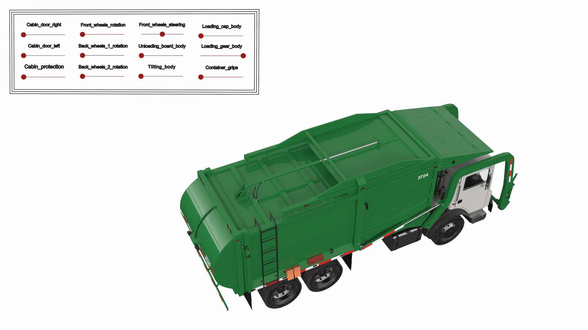 Refuse Truck With Front Loader Rigged 3D - TurboSquid 2500685