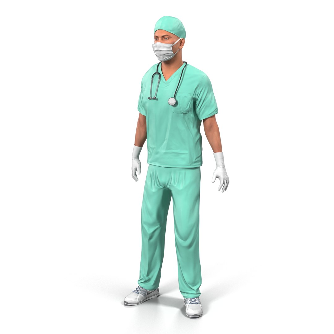 Male Surgeon Caucasian Rigged 3D model preview