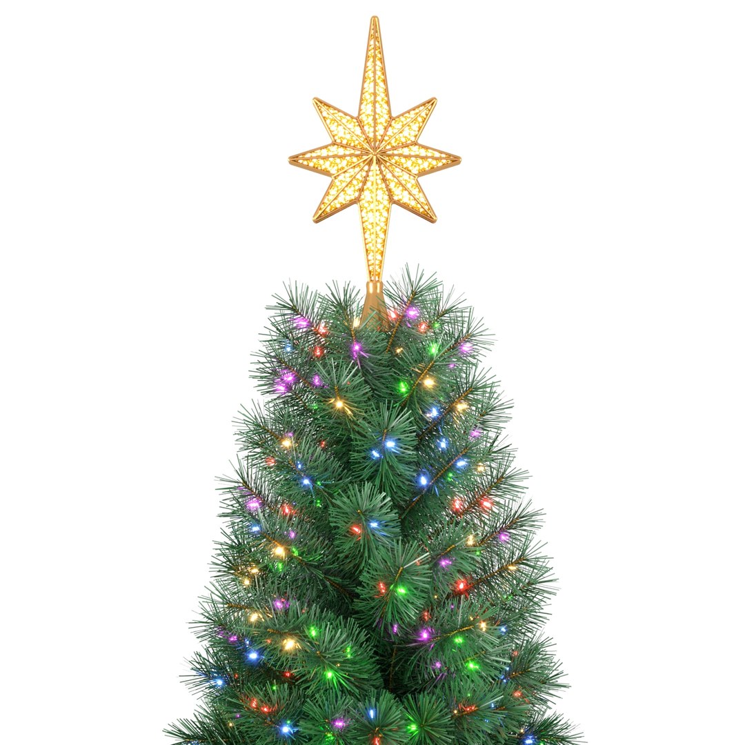 Christmas Tree 9 Feet With Multicolor Lights Model - TurboSquid 1819205