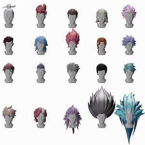 3D model 20 STYLIZED MALE HAIR MODELS PACK 5
