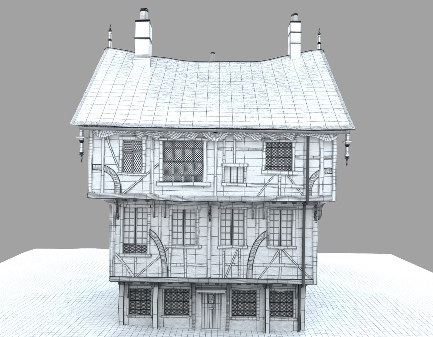 Wide Tudor House 3D - TurboSquid 1891804