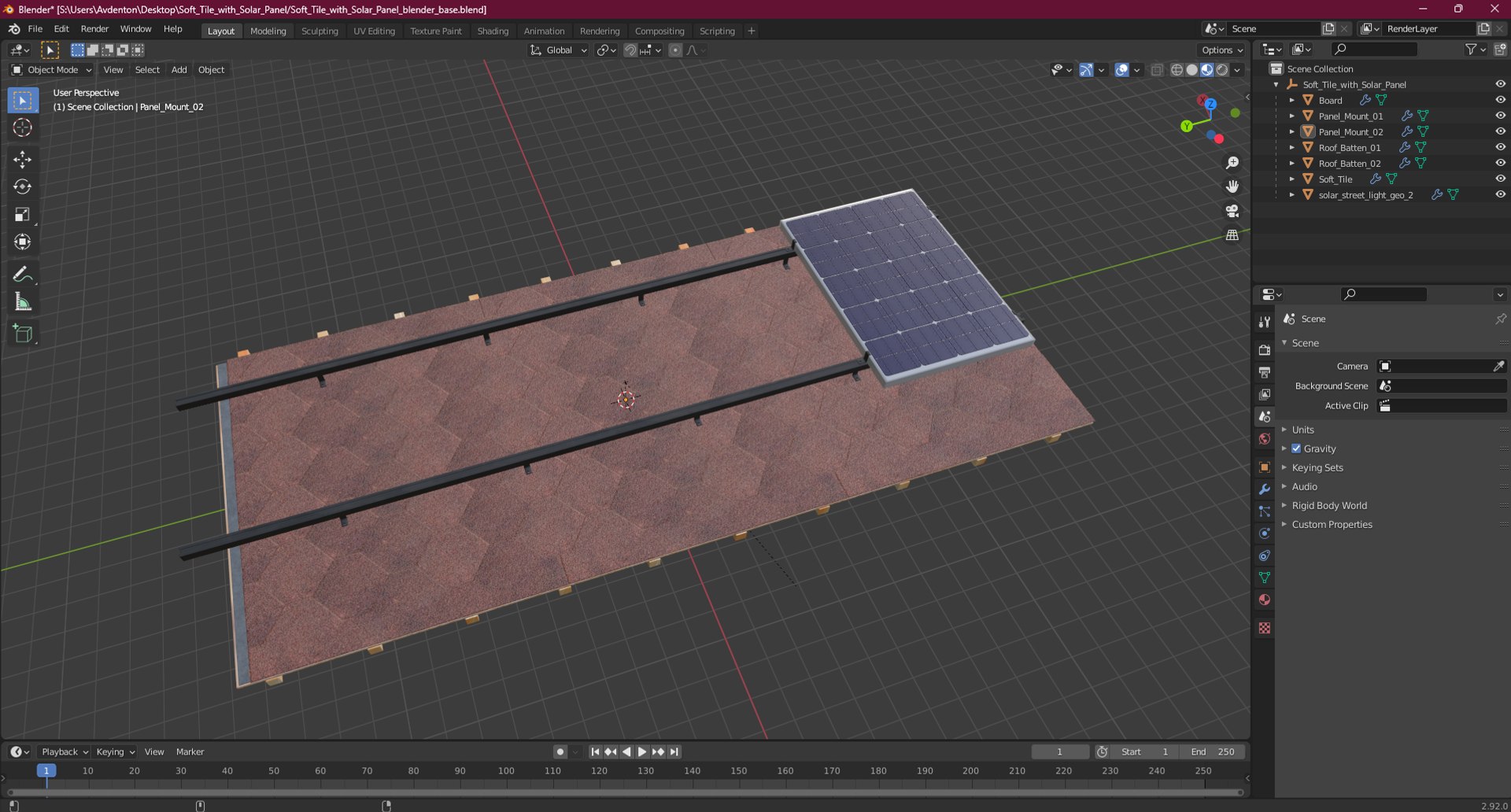 3D Soft Tile With Solar Panel - TurboSquid 2248286