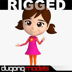 dugm06 rigged cartoon girl 3d model