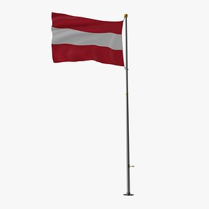 Pole Flag Austria 3D model
