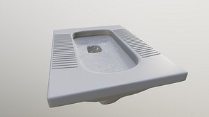 Squat toilet water flush toilet abc animation liquid 3D model 2