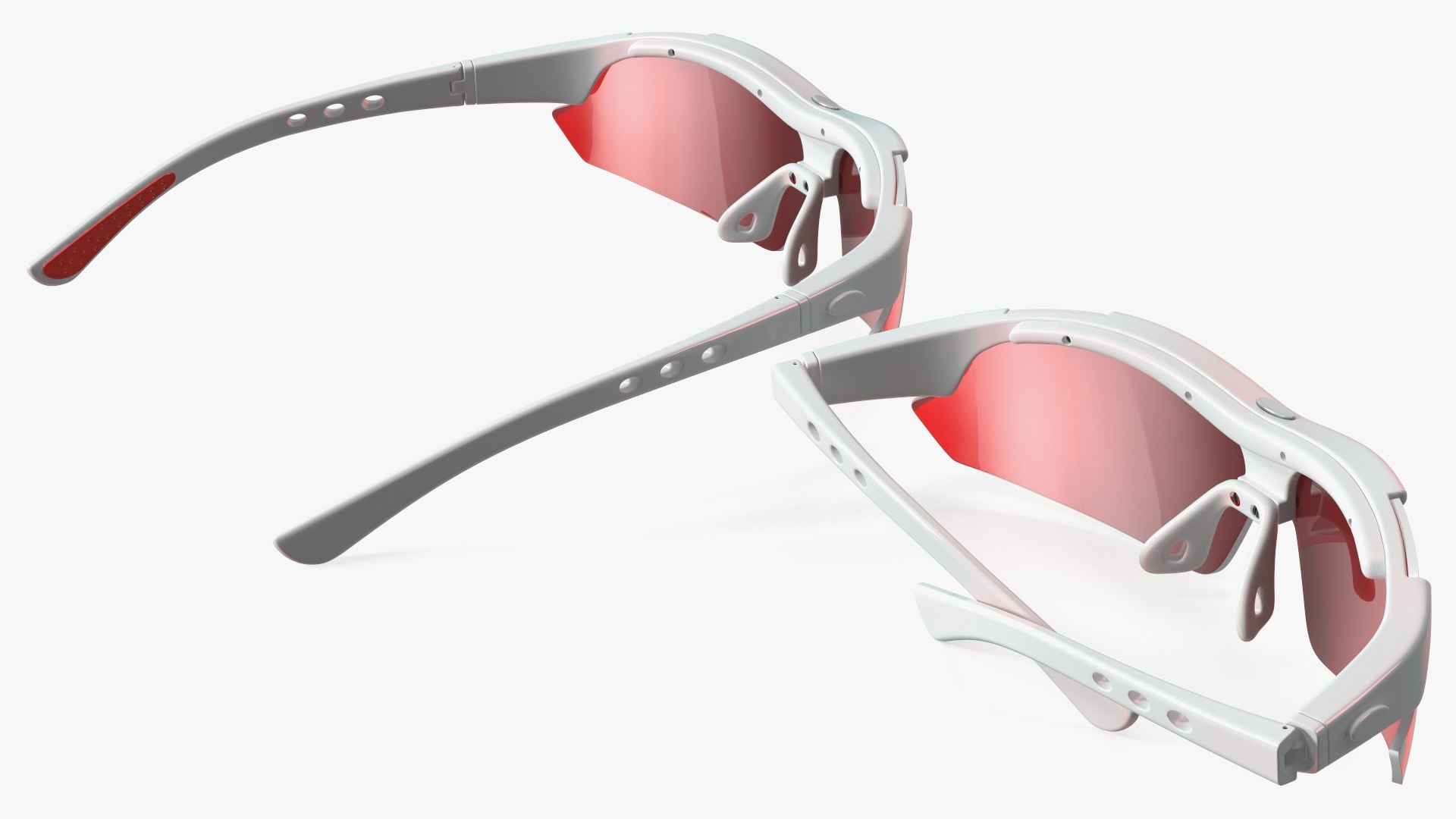 3D White Sport Sunglasses with Red Lenses Set model TurboSquid 2152187