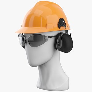 3D model Hard Hat with Glasses on Mannequin