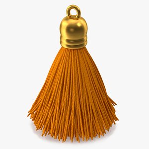 Gold Cap Wool Tassel Yellow 3D