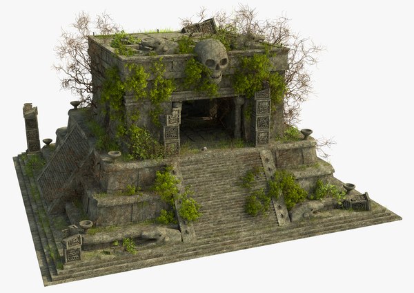3d aztec temple stairs model
