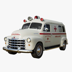 Retro Ambulance Car Game-Ready 3D