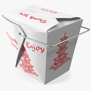 3D Chinese Restaurant Takeout Box 16 Oz model