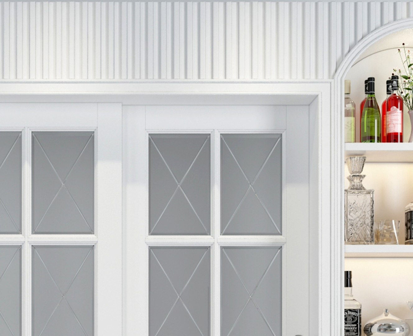 3D Combination model of sliding door decorations for wine cabinets ...
