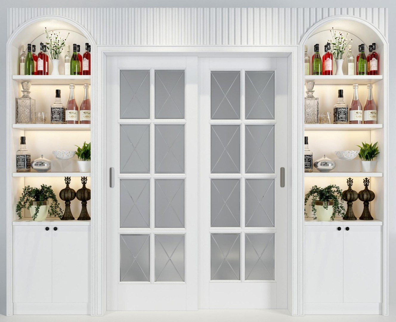 3D Combination model of sliding door decorations for wine cabinets ...
