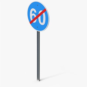 End Of Minimum Speed Limit 60 Road Sign Pole