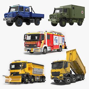3D Mercedes Benz Trucks Rigged Collection 2