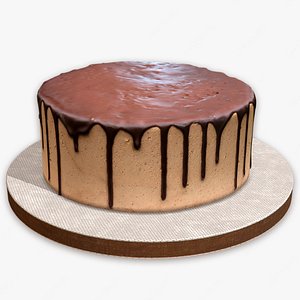 Plain Chocolate Drip Cake 3D model