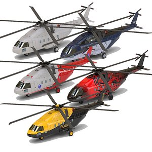 Helicopter asset Low-poly 3D model