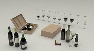 wine glasses settings 3d 3ds