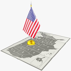 American Flag and Map Collection V4 3D model