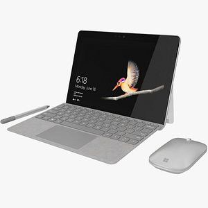 Microsoft Surface Go + Type Covers & Mobile Mouse & Pen All Colors (Rigged & Animated)