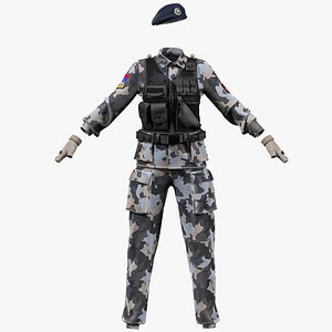3D female military uniform with texture