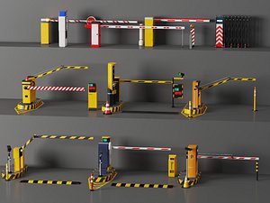 Parking Barrier Gate 3D Model Toll Access Control Equipment Pack 3D model
