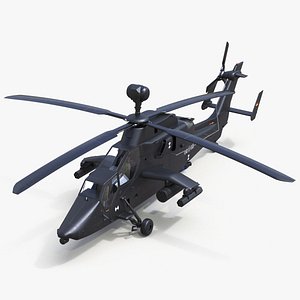 Eurocopter Tiger EC665 Black Rigged for Cinema 4D