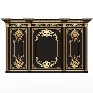 3D model Boiserie Classic Panels and Decorative Crafts Wood 03