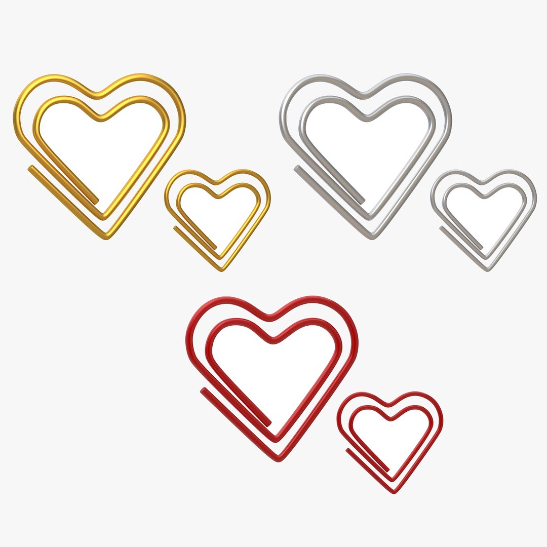 Paper Clip Heart Shape Collection model TurboSquid 1984321