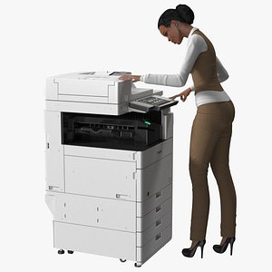 Canon Multifunction Copier with Business Style Woman Rigged 3D