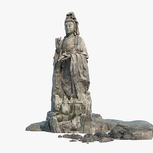 Ancient Asian statue sculpture of Guanyin Bodhisattva 3D model