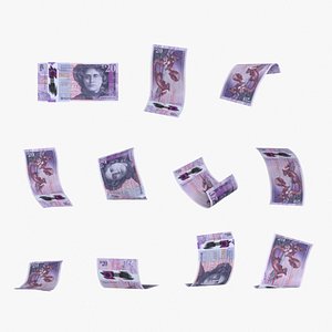 3D model Scotland 20 Pounds Falling Notes