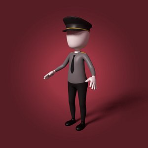 cartoon pilot 3D model