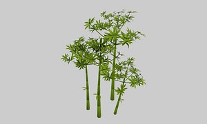 Low poly hand painted bamboo grove