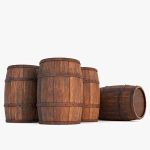 Old Wooden Barrel PBR 3D model