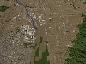 San Bernardino California USA in 20 km x 20 km - city and urban