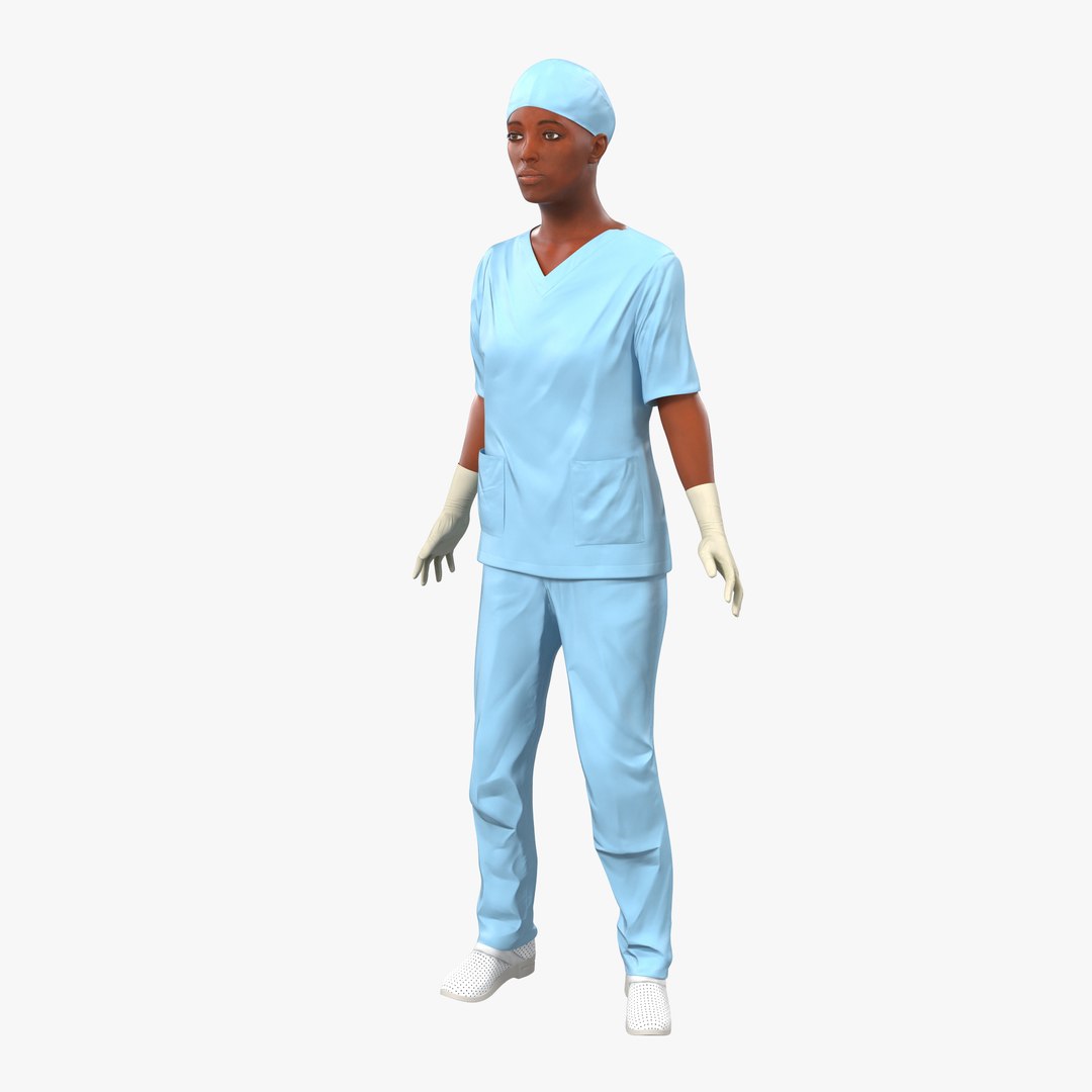 Female Surgeon African American Rigged 2 3D model preview