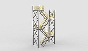 3D Industrial Staircase 3D model