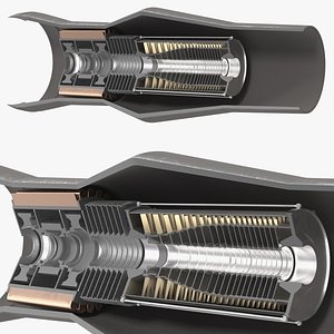 Inside Rotor Jet Engine Turbine in Cutaway